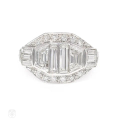 Art Deco trapezoid diamond ring