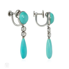 Art Deco turquoise and diamond earrings