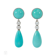 Art Deco turquoise and diamond earrings