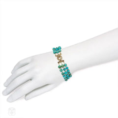 Art Deco turquoise and pearl necklace and bracelet suite, Cartier