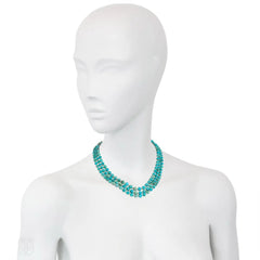 Art Deco turquoise and pearl necklace and bracelet suite, Cartier