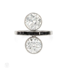 Art Deco two-stone diamond and onyx ring