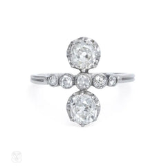 Art Deco vertical two-stone diamond ring