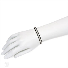 Art Deco white topaz and onyx bracelet, Oscar Heyman
