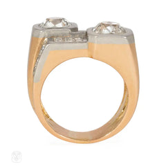 Art Moderne diamond bypass ring