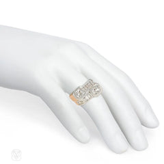 Art Moderne diamond bypass ring