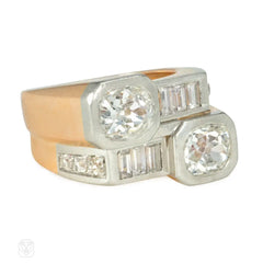 Art Moderne diamond bypass ring