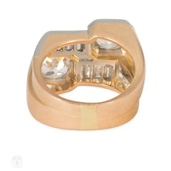 Art Moderne diamond bypass ring