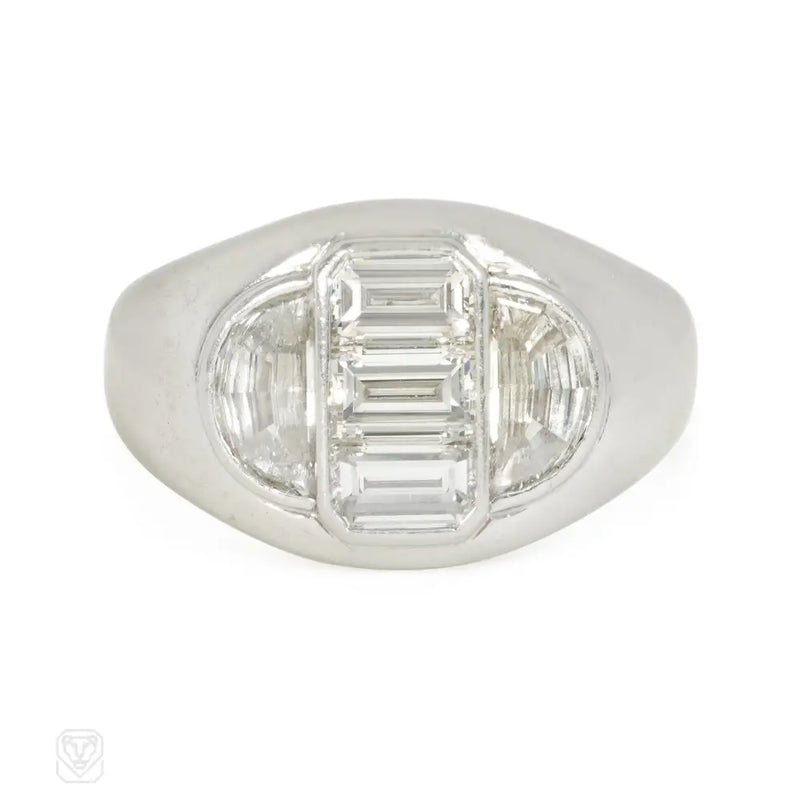 Art Moderne Inspired Diamond And Platinum Ring