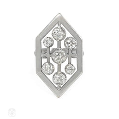 Art Moderne style diamond hexagonal ring