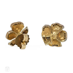 Art NEnamel and diamond flower earrings