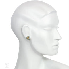 Art NEnamel and diamond flower earrings