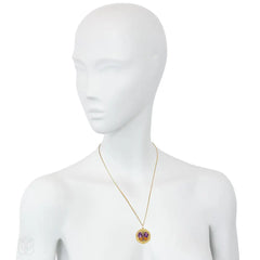 Art Nouveau amethyst, citrine, and diamond butterfly pendant