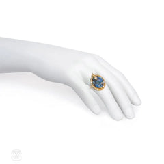 Art Nouveau gold, opal, and diamond snake ring