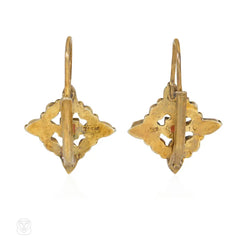 Art Nouveau style quatrefoil gemset earrings