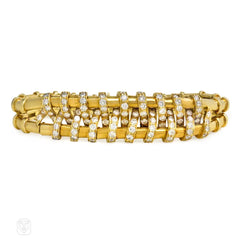 Articulated diamond-wrapped gold bracelet