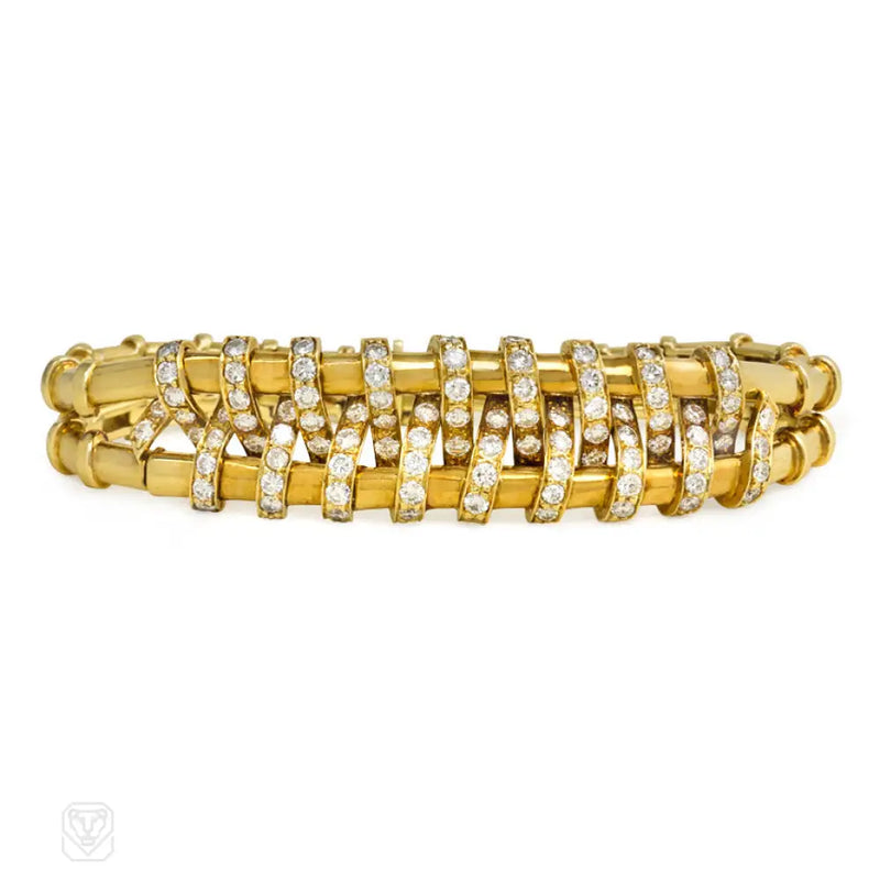 Articulated Diamond - Wrapped Gold Bracelet