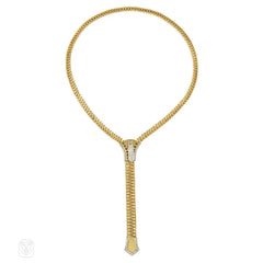 Articulated Gold and diamond zipper necklace