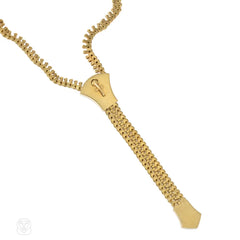 Articulated Gold and diamond zipper necklace