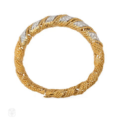 Articulated wrapped gold and diamond bracelet