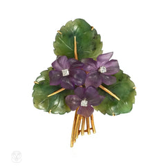Austrian Retro hardstone posy brooch