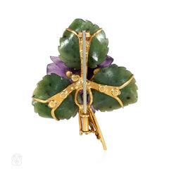 Austrian Retro hardstone posy brooch