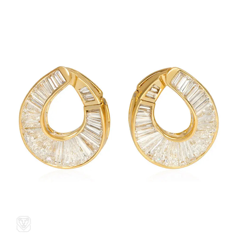 Baguette Diamond Hoop Earrings Bulgari