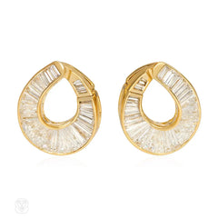 Baguette diamond hoop earrings, Bulgari