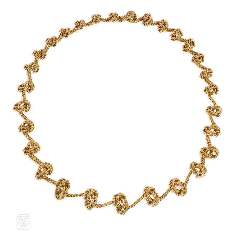 Baratte French Mid - Century Knotted Gold Necklace