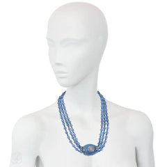 Belperron for Boivin blue chalcedony clip brooch and necklace