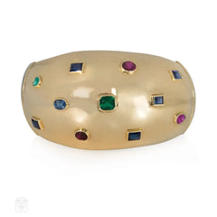 Belperron Retro gold and multi-gem "Boule" cuff bracelet