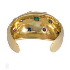 Belperron Retro gold and multi-gem "Boule" cuff bracelet