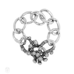 Black diamond crystal and enamel coral motif bracelet