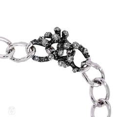 Black diamond crystal and enamel coral motif bracelet
