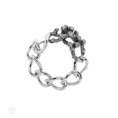 Black diamond crystal and enamel coral motif bracelet