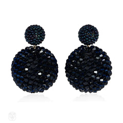 Blackberry and indigo hand beaded earrings