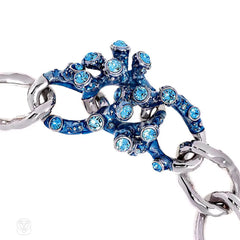 Blue crystal and enamel coral motif bracelet