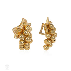 Boucheron estate gold and diamond grape earrings