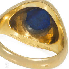 Boucheron lapis and gold scarab ring