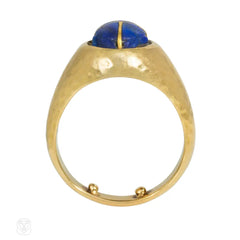 Boucheron lapis and gold scarab ring