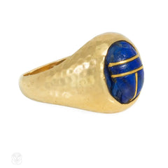 Boucheron lapis and gold scarab ring