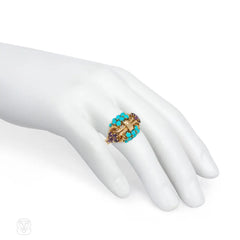 Boucheron Mid-Century amethyst and turquoise ring