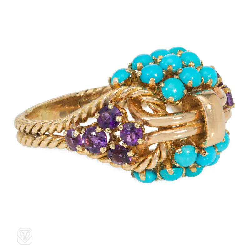 Boucheron Mid-Century amethyst and turquoise ring