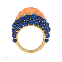 Boucheron, Paris Mid-Century lapis and coral ring