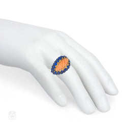 Boucheron, Paris Mid-Century lapis and coral ring