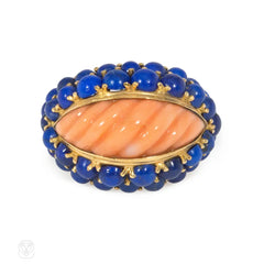 Boucheron, Paris Mid-Century lapis and coral ring