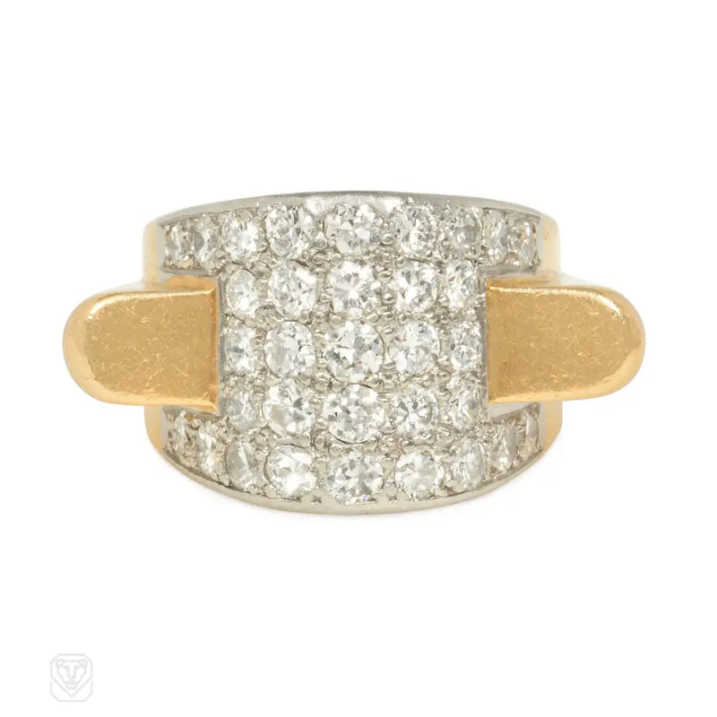 Boucheron Paris Retro gold and diamond airplane ring