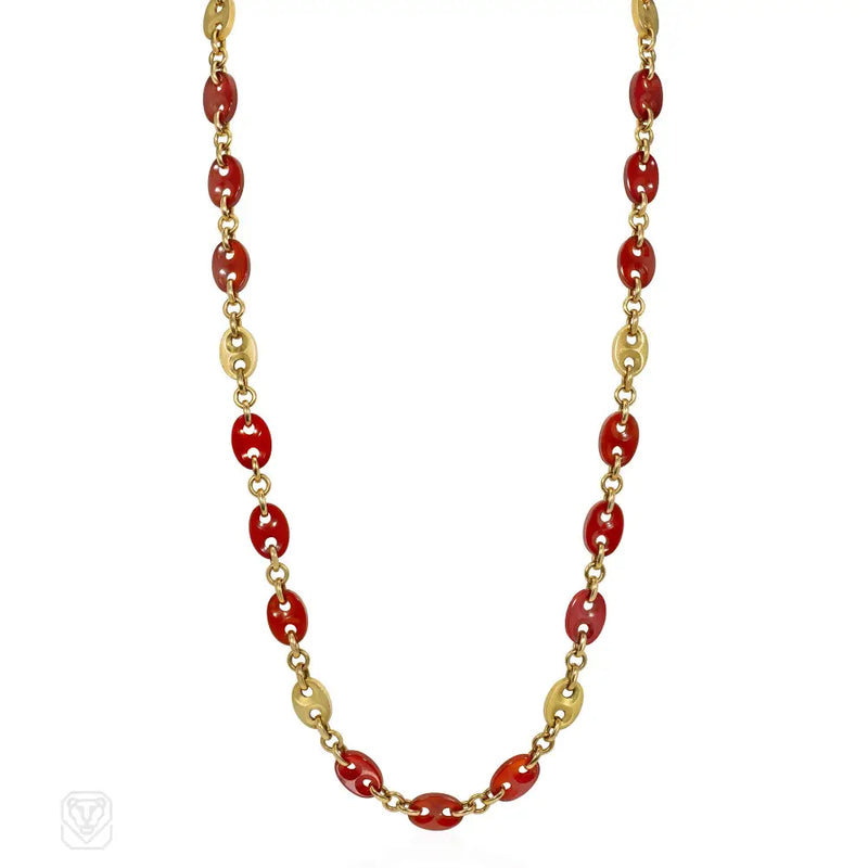 Bulgari gold and carnelian mariner link chain Fine necklaces