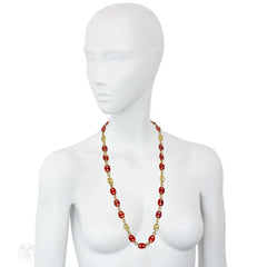 Bulgari gold and carnelian mariner link chain