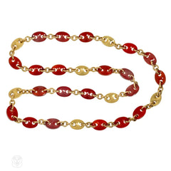 Bulgari gold and carnelian mariner link chain